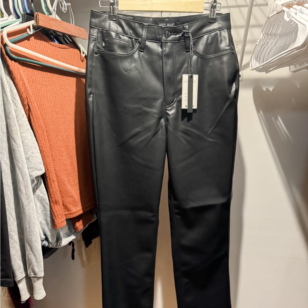 Judy Blue Faux Leather straight leg tummy control